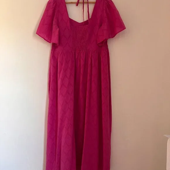 Seraphine Fuchsia Pink Cotton Broderie Maternity & Nursing Dress - Picture 8 of 11